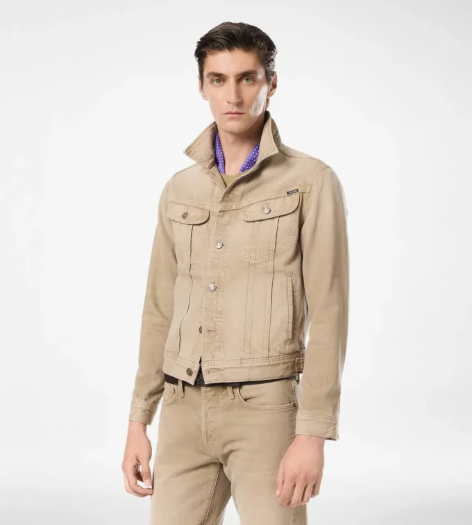 Washed Sand Icon Denim Jacke