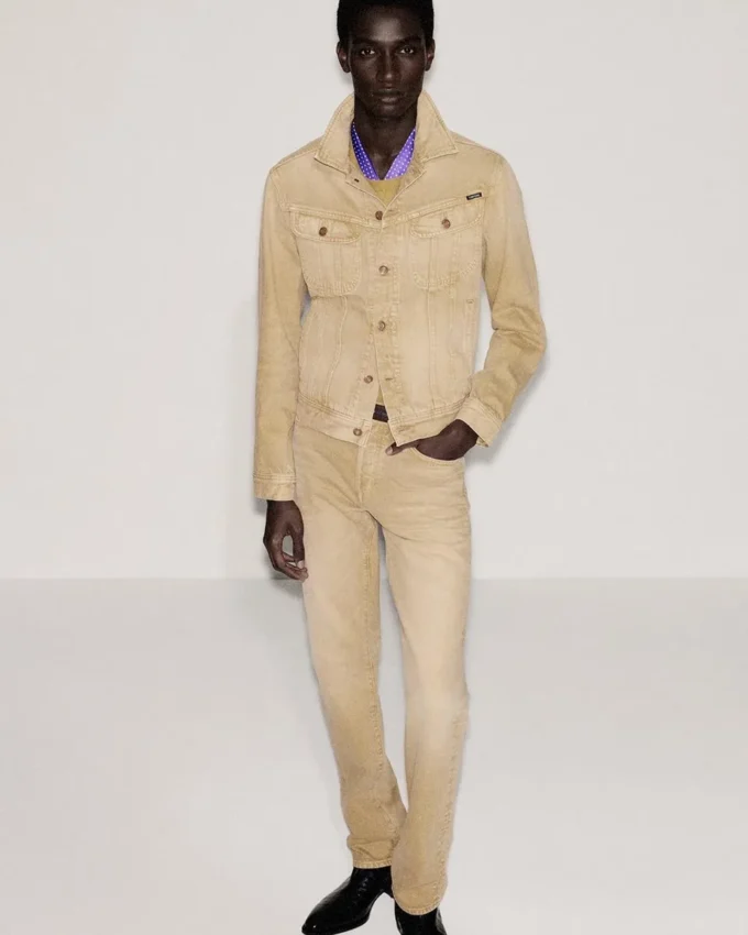 Washed Sand Icon Denim Jacke