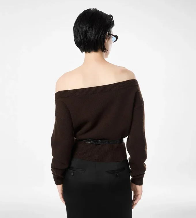 Weiche Kaschmir-Strickjacke mit offenem Kragen und verkürzter Passform Weiche Kaschmir-Strickjacke mit offenem Kragen und verkürzter Passform