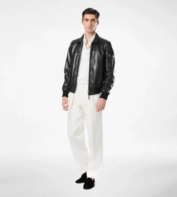 Weicher Blouson aus Nappa-Plonge mit Kragen