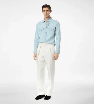 Westernhemd aus Denim-Chambray