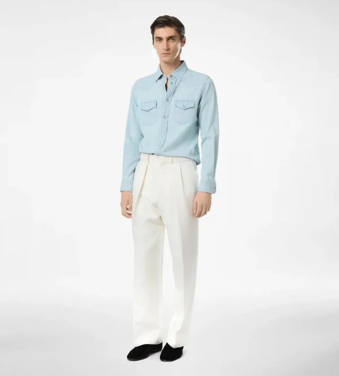 Westernhemd aus Denim-Chambray