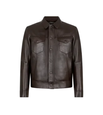 Westernjacke aus genarbtem Büffelleder