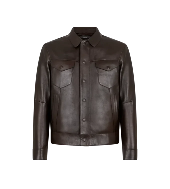 Westernjacke aus genarbtem Büffelleder