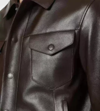 Westernjacke aus genarbtem Büffelleder