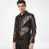 Westernjacke aus genarbtem Büffelleder