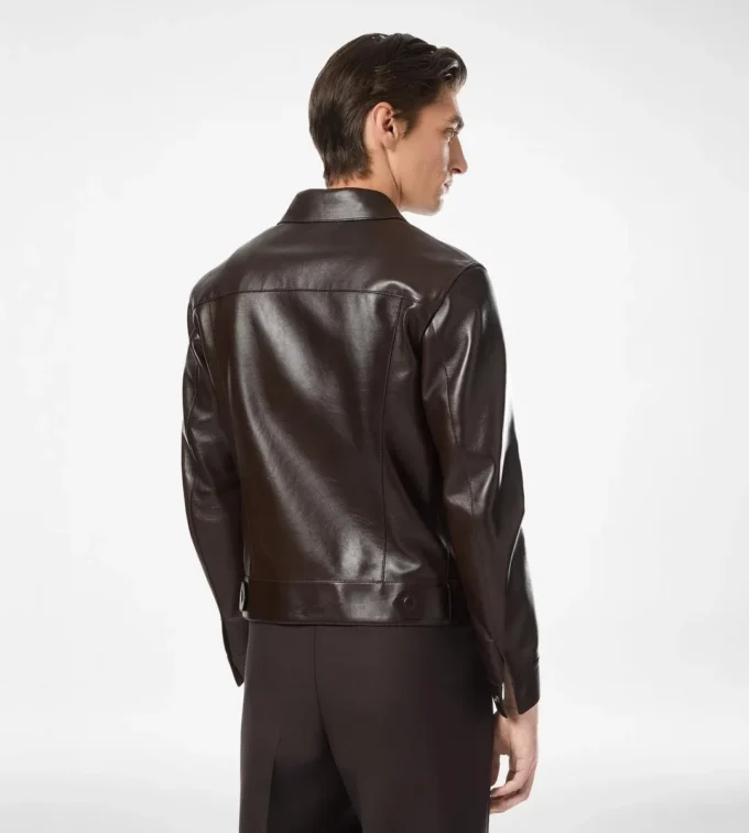 Westernjacke aus genarbtem Büffelleder