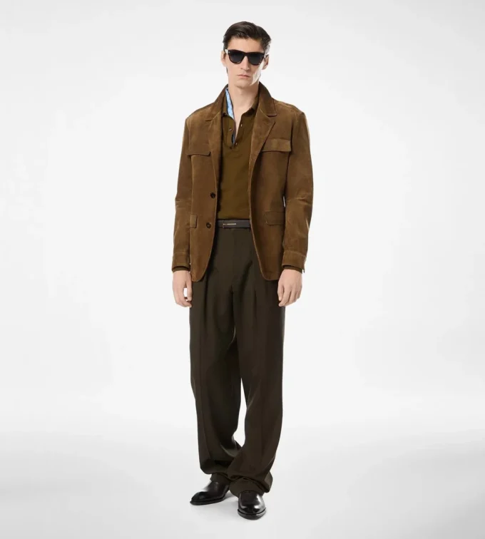 Wolle Kaschmir Seide Reps Hose mit doppelter Falte