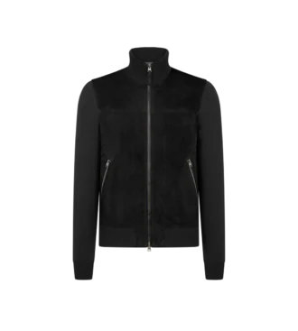 Wolljacke mit Wildlederfront und durchgehendem Reißverschluss