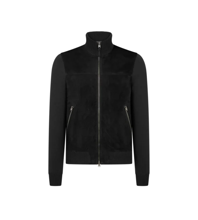 Wolljacke mit Wildlederfront und durchgehendem Reißverschluss