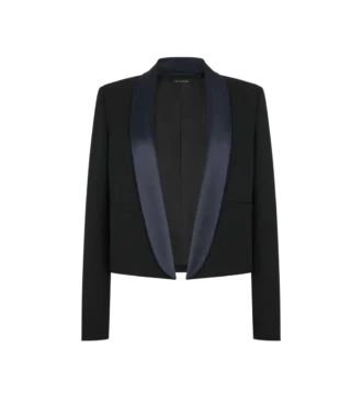 Zweifarbige, einreihige Smokingjacke mit Schalkragen und verkürztem Schnitt