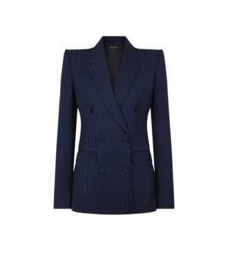 Zweifarbige Jacke aus reiner Wolle mit doppelter Knopfleiste und Spitzkragen