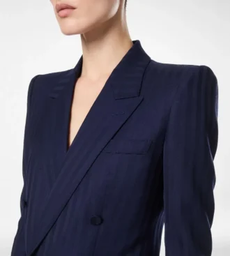 Zweifarbige Jacke aus reiner Wolle mit doppelter Knopfleiste und Spitzkragen