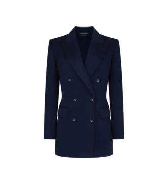 Zweireihige Jacke mit Lederkragen