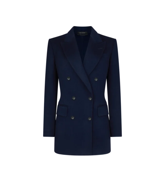 Zweireihige Jacke mit Lederkragen Zweireihige Jacke mit Lederkragen