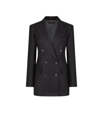 Zweireihige Kaschmirjacke mit Spitzkragen