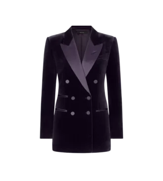 Zweireihige Smokingjacke aus Samt mit Spitzkragen Zweireihige Smokingjacke aus Samt mit Spitzkragen